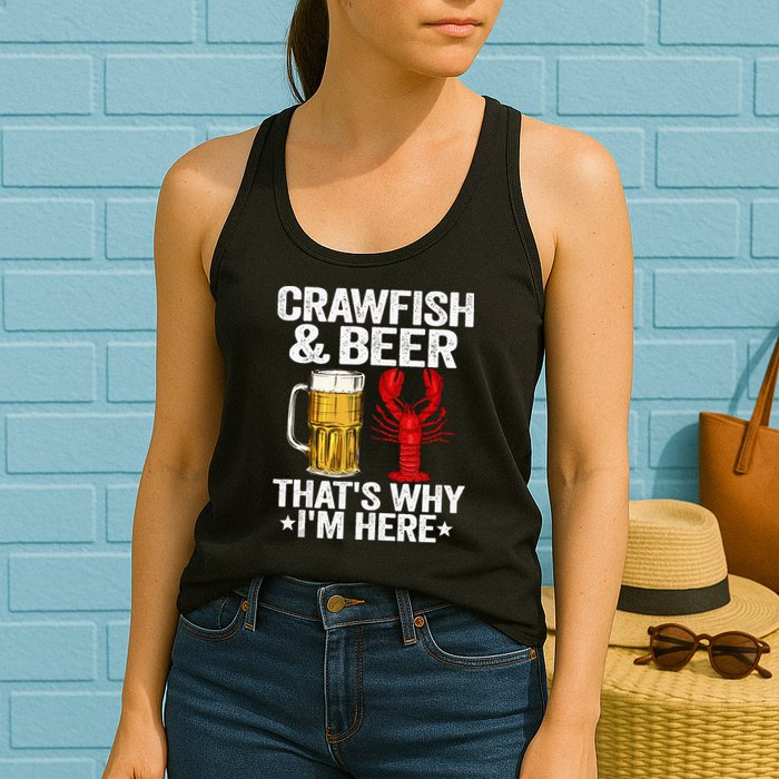 Crawfish & Beer That's Why I'm Here Crayfish Daddy Crawfish Womens Tank Top