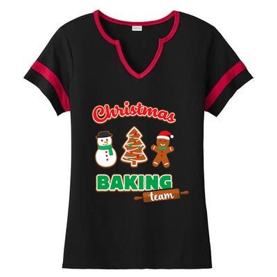 Christmas Baking Team Funny Xmas Cookies Matching Ladies Halftime Notch Neck Tee