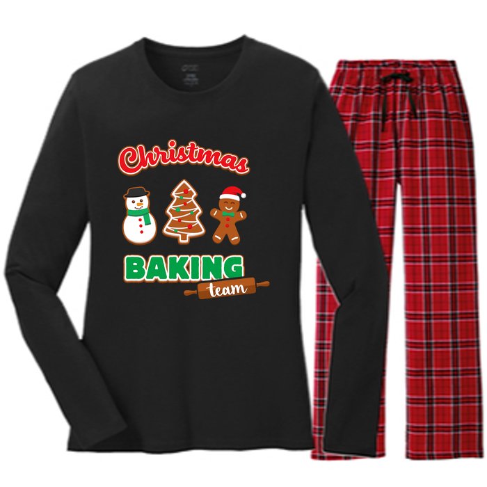 Christmas Baking Team Funny Xmas Cookies Matching Women's Long Sleeve Flannel Pajama Set 