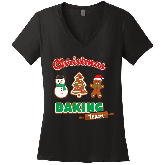 Christmas Baking Team Funny Xmas Cookies Matching Women's V-Neck T-Shirt