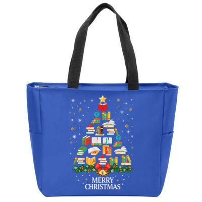 Christmas Books Tree Design Books Xmas Meaningful Gift Zip Tote Bag