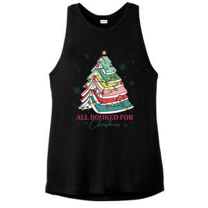 Christmas Book Tree Retro All Booked For Christmas Ladies PosiCharge Tri-Blend Wicking Tank