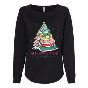 Christmas Book Tree Retro All Booked For Christmas Womens California Wash Sweatshirt