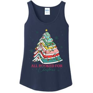 Christmas Book Tree Retro All Booked For Christmas Ladies Essential Tank