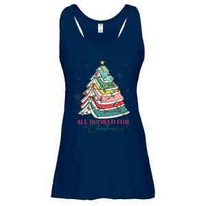 Christmas Book Tree Retro All Booked For Christmas Ladies Essential Flowy Tank