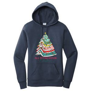 Christmas Book Tree Retro All Booked For Christmas Women's Pullover Hoodie