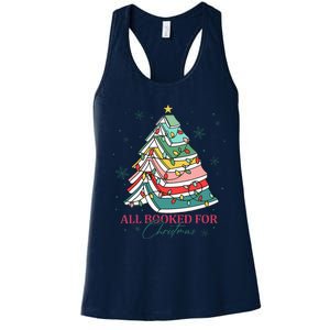 Christmas Book Tree Retro All Booked For Christmas Women's Racerback Tank