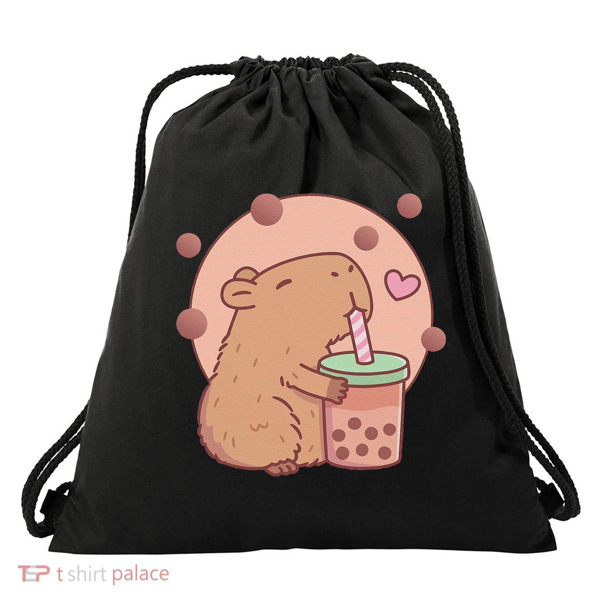 Capybara Bubble Tea Capyboba Boba Milk Tea Lovely Animal Drawstring Bag