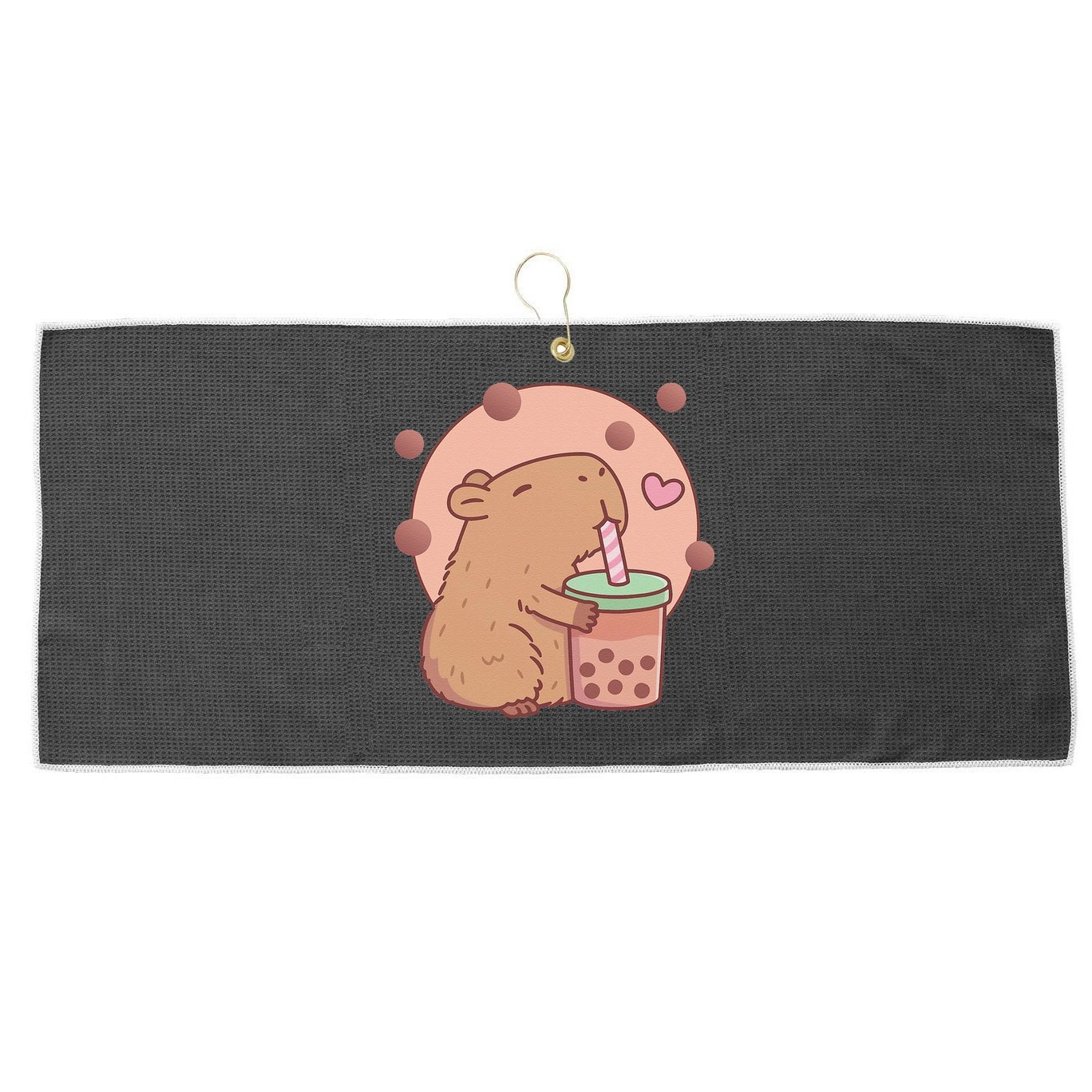 Capybara Bubble Tea Capyboba Boba Milk Tea Lovely Animal Large Microfiber Waffle Golf Towel
