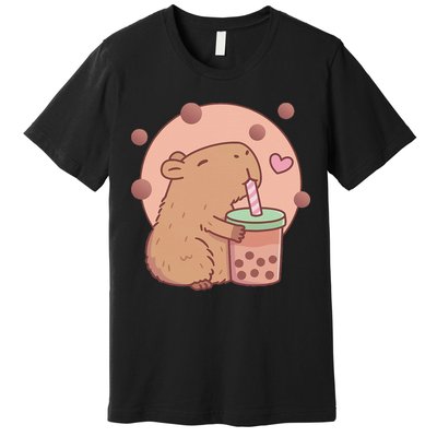 Capybara Bubble Tea Capyboba Boba Milk Tea Lovely Animal Premium T-Shirt
