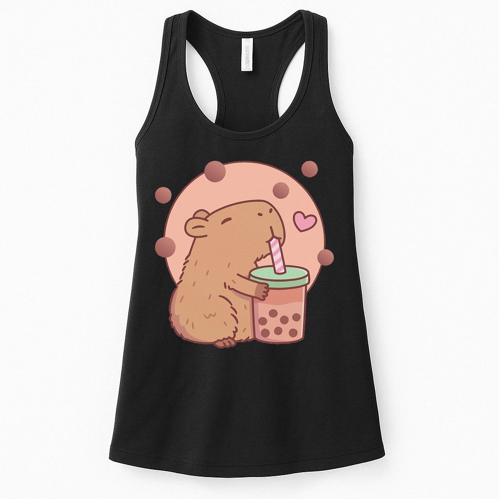 Capybara Bubble Tea Capyboba Boba Milk Tea Lovely Animal Womens Tank Top