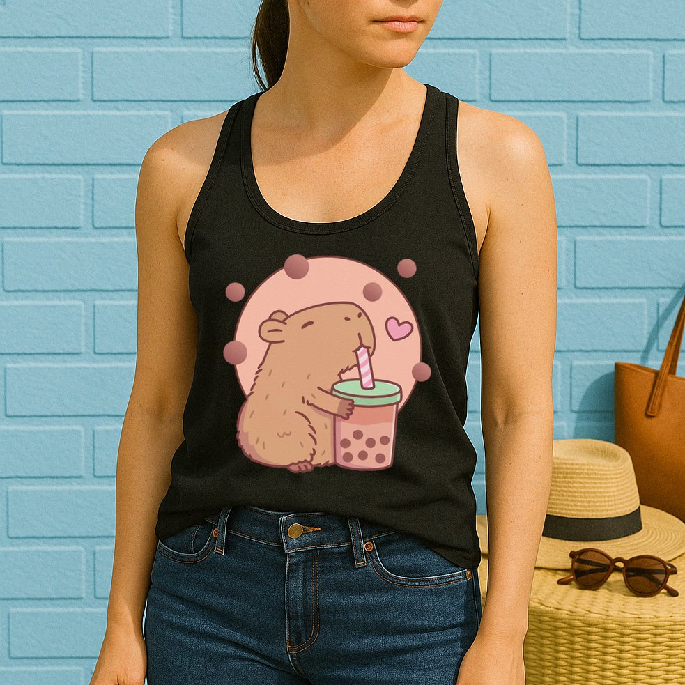 Capybara Bubble Tea Capyboba Boba Milk Tea Lovely Animal Womens Tank Top