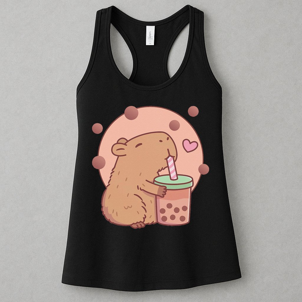 Capybara Bubble Tea Capyboba Boba Milk Tea Lovely Animal Womens Tank Top