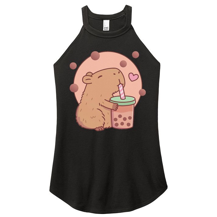 Capybara Bubble Tea Capyboba Boba Milk Tea Lovely Animal Women's Perfect Tri Rocker Tank