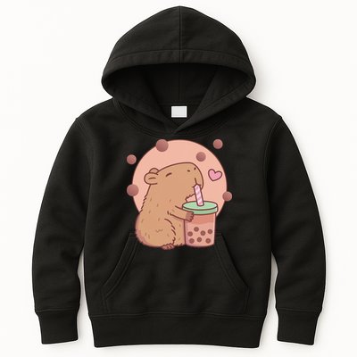 Capybara Bubble Tea Capyboba Boba Milk Tea Lovely Animal Kids Hoodie