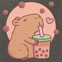 Capybara Bubble Tea Capyboba Boba Milk Tea Lovely Animal Cotton Canvas Backpack