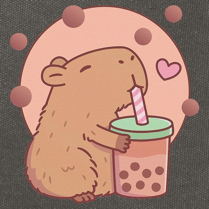 Capybara Bubble Tea Capyboba Boba Milk Tea Lovely Animal Cotton Canvas Backpack