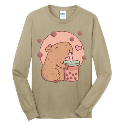 Capybara Bubble Tea Capyboba Boba Milk Tea Lovely Animal Tall Long Sleeve T-Shirt