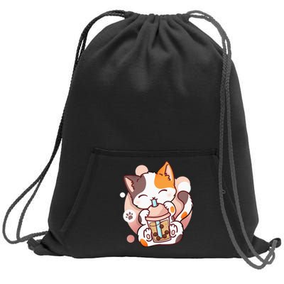 Cat Boba Tea Bubble Tea Anime Kawaii Neko Sweatshirt Cinch Pack Bag