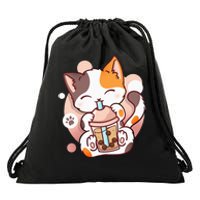 Cat Boba Tea Bubble Tea Anime Kawaii Neko Drawstring Bag