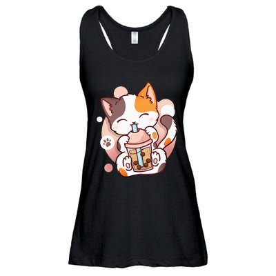 Cat Boba Tea Bubble Tea Anime Kawaii Neko Ladies Essential Flowy Tank