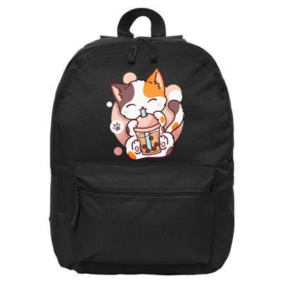 Cat Boba Tea Bubble Tea Anime Kawaii Neko 16 in Basic Backpack