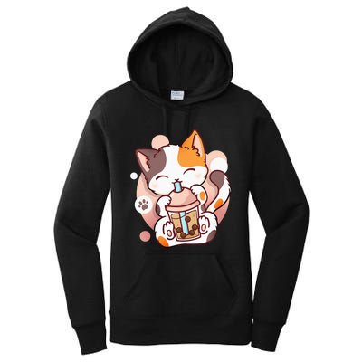 Cat Boba Tea Bubble Tea Anime Kawaii Neko Women's Pullover Hoodie