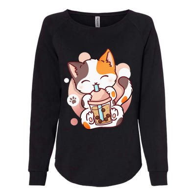 Cat Boba Tea Bubble Tea Anime Kawaii Neko Womens California Wash Sweatshirt