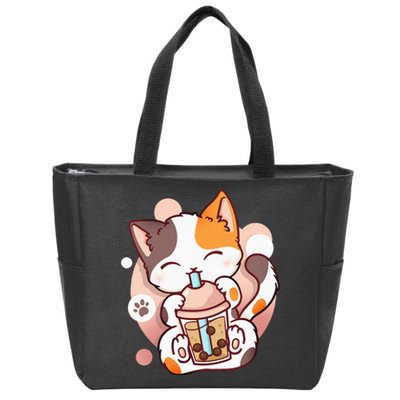 Cat Boba Tea Bubble Tea Anime Kawaii Neko Zip Tote Bag