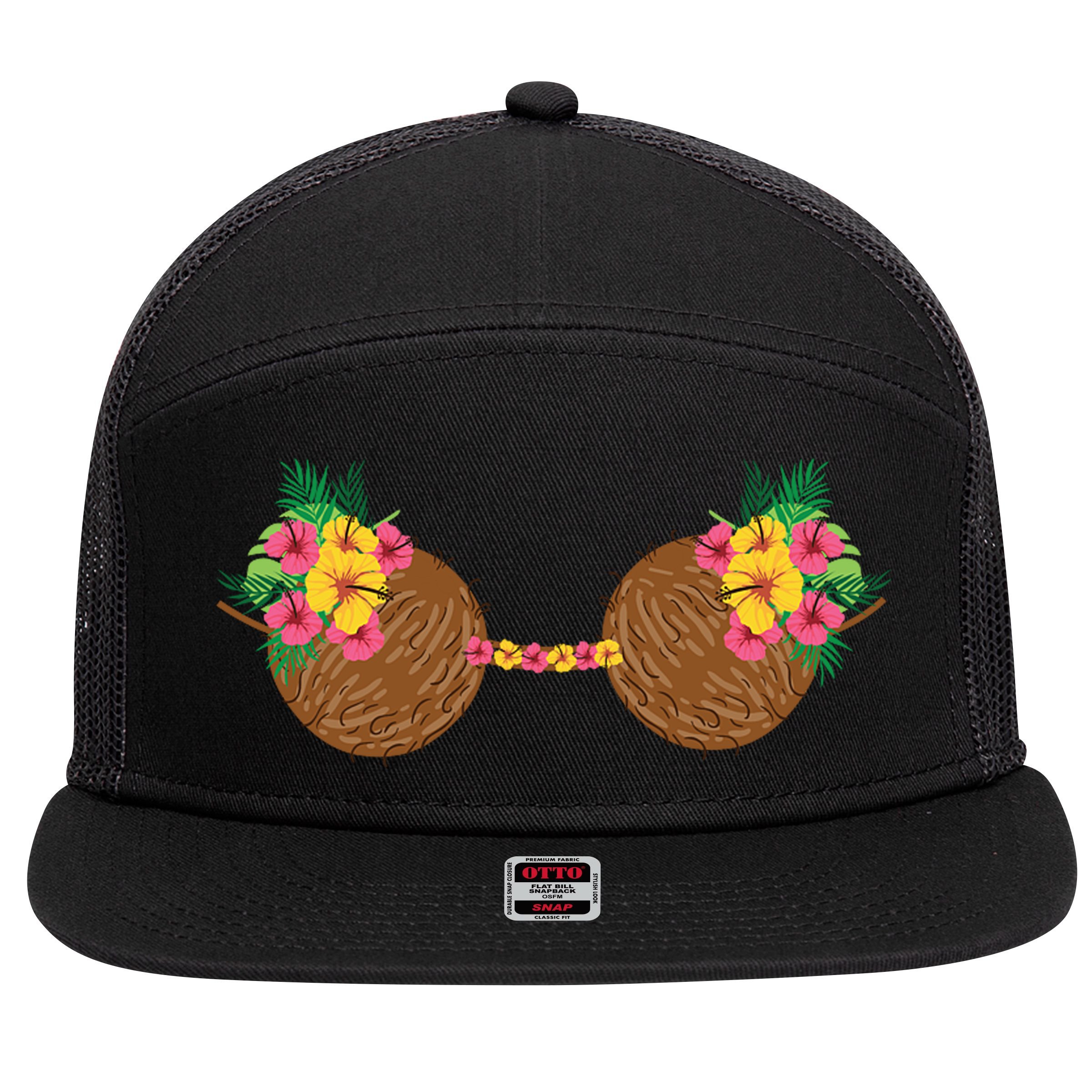 Coconut Bra Tropical 7 Panel Mesh Trucker Snapback Hat
