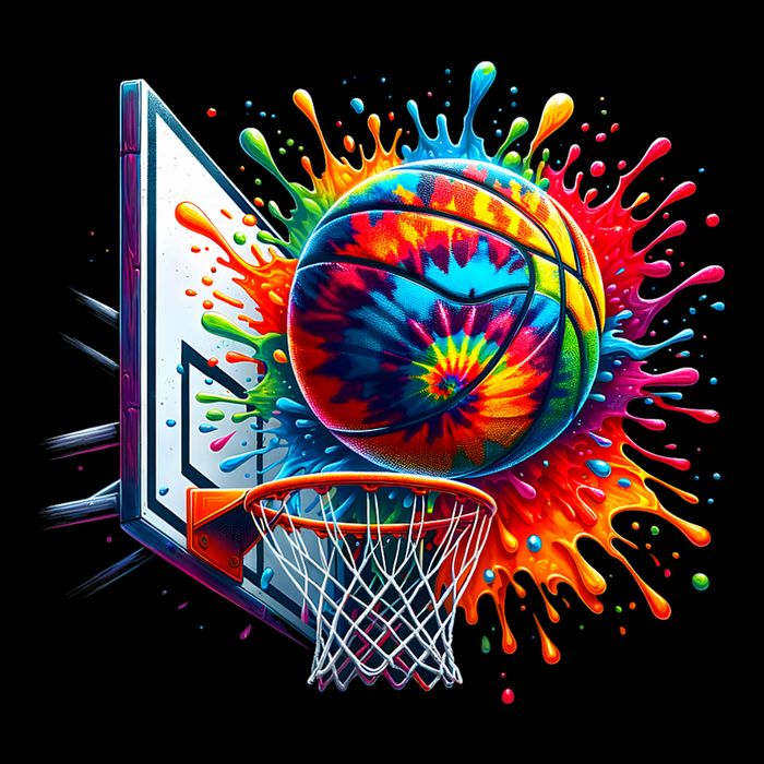 Colorful Basketball Tie Dye Color Splash Basketball Hoop Net Drawstring Bag