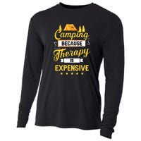 Camping Because Therapy Is Expensive Gift For Camper Cooling Performance Long Sleeve Crew