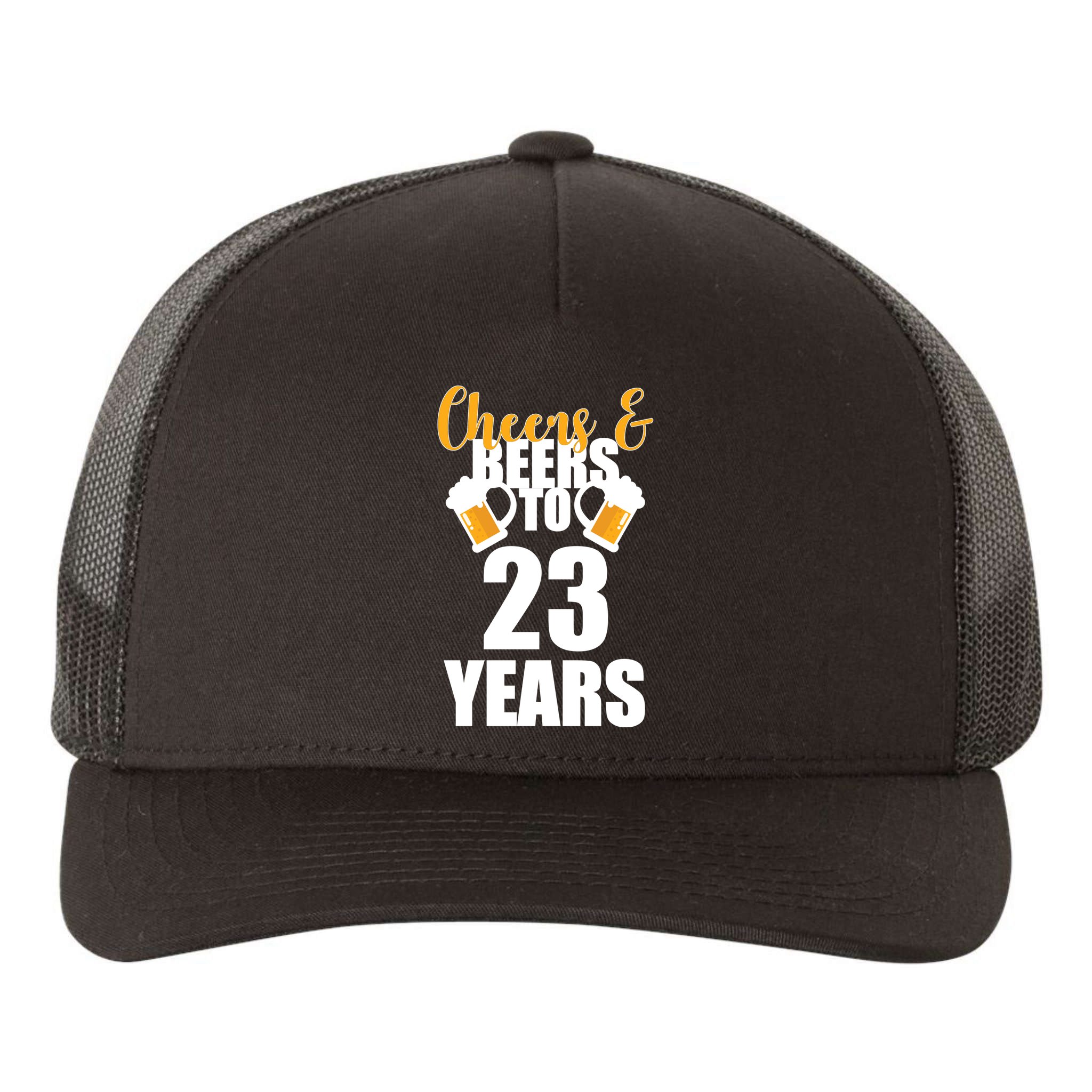 Personalize Cheers & Beers Custom Birthday Year Yupoong Adult 5-Panel Trucker Hat