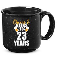 Personalize Cheers & Beers Custom Birthday Year 15oz Campfire Ceramic Mug