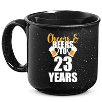 Personalize Cheers & Beers Custom Birthday Year 15oz Campfire Ceramic Mug