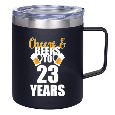 Personalize Cheers & Beers Custom Birthday Year 12oz Stainless Steel Coffee Mug