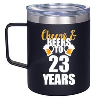 Personalize Cheers & Beers Custom Birthday Year 12oz Stainless Steel Coffee Mug