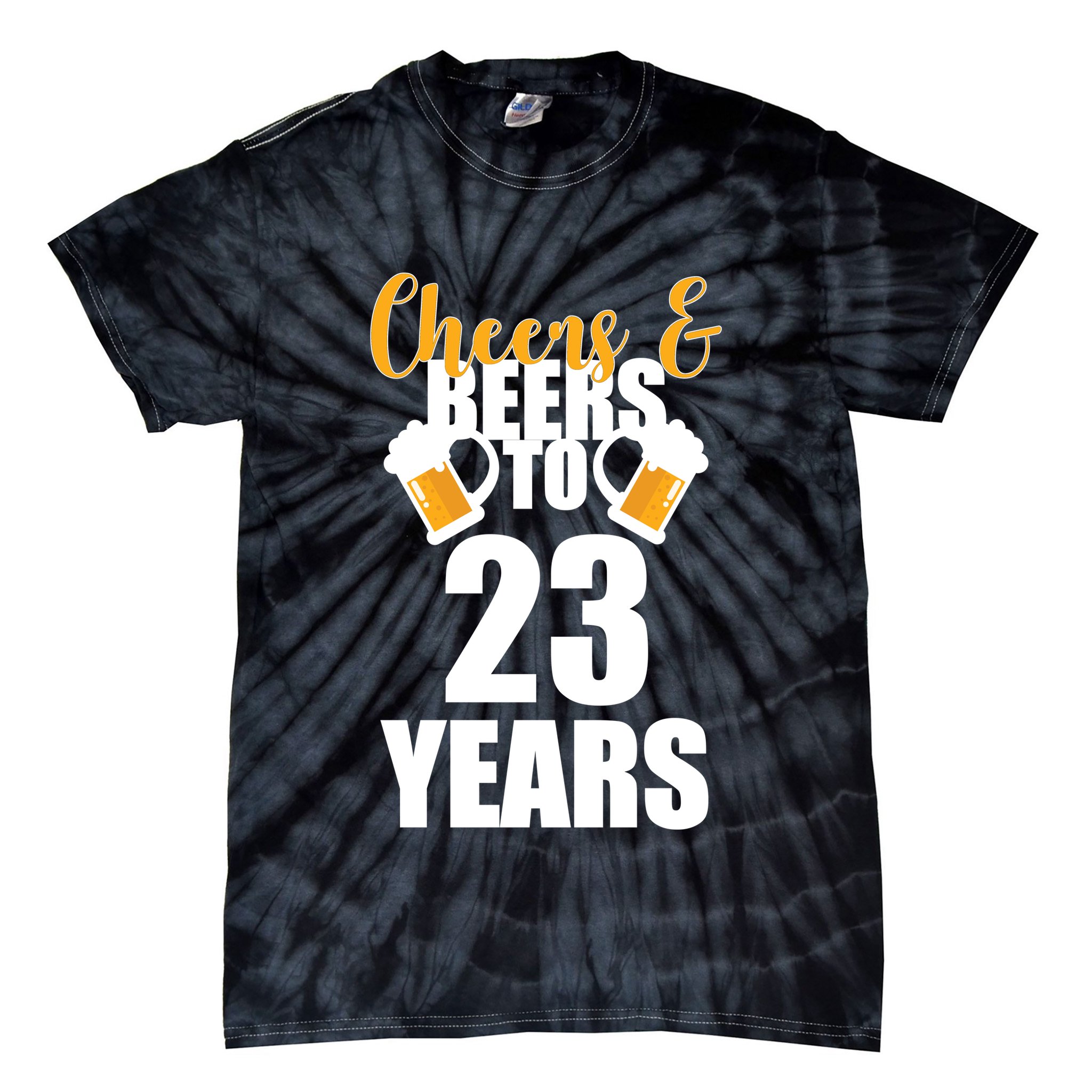 Personalize Cheers & Beers Custom Birthday Year Tie-Dye T-Shirt