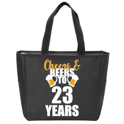 Personalize Cheers & Beers Custom Birthday Year Zip Tote Bag