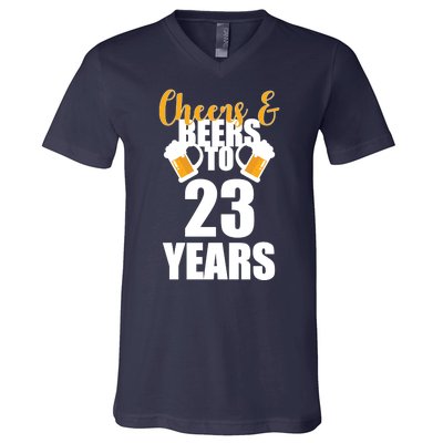 Personalize Cheers & Beers Custom Birthday Year V-Neck T-Shirt