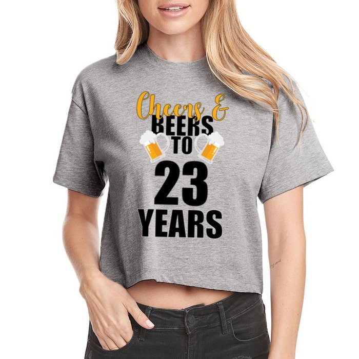 Personalize Cheers & Beers Custom Birthday Year Crop Top