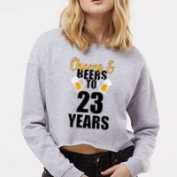 Personalize Cheers & Beers Custom Birthday Year Cropped Pullover Crew