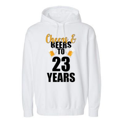 Personalize Cheers & Beers Custom Birthday Year Garment-Dyed Fleece Hoodie