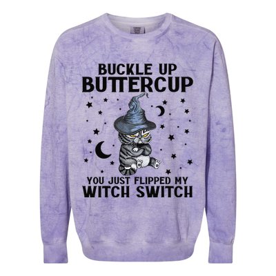 Cat Buckle Up Buttercup You Just Flipped My Witch Switch Colorblast Crewneck Sweatshirt