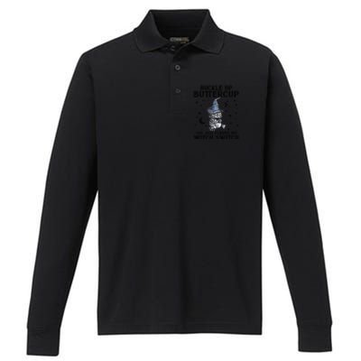 Cat Buckle Up Buttercup You Just Flipped My Witch Switch Performance Long Sleeve Polo