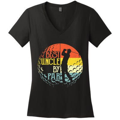 Christmas Best Uncle By Par Golf Lover Sports Gifts Women's V-Neck T-Shirt