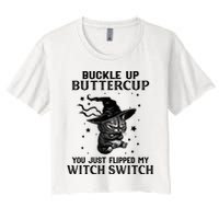 Cat Buckle Up Buttercup You Just Flipped My Witch Switch Crop Top