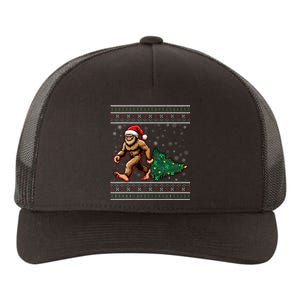 Christmas Bigfoot Ugly Sweater Carrying Tree Santa Hat Xmas Yupoong Adult 5-Panel Trucker Hat