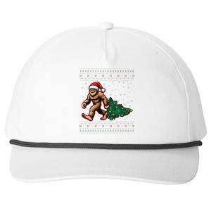 Christmas Bigfoot Ugly Sweater Carrying Tree Santa Hat Xmas Snapback Five-Panel Rope Hat