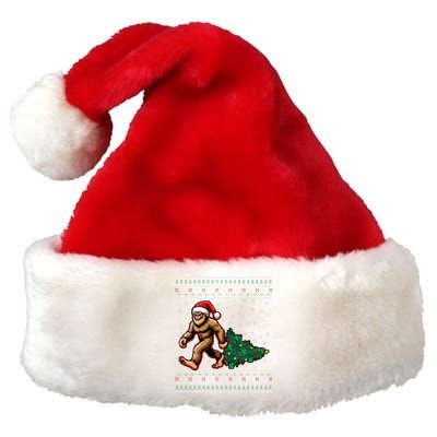 Christmas Bigfoot Ugly Sweater Carrying Tree Santa Hat Xmas Premium Christmas Santa Hat